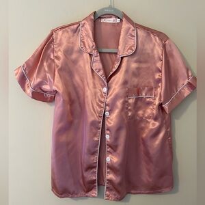 Silky Pink Short Sleeve Button-Up Shirt